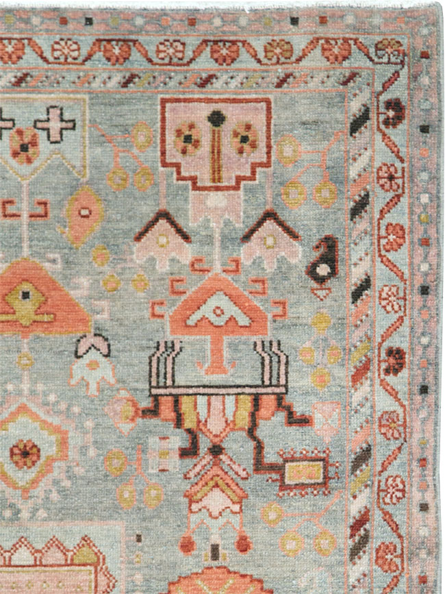 Vintage Persian Malayer Throw Rug, No.28595 - Staging