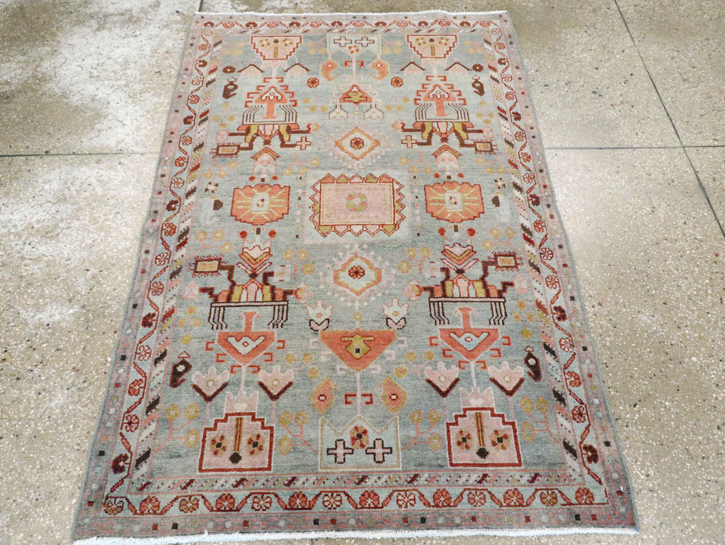 Vintage Persian Malayer Throw Rug, No.28595 - Staging