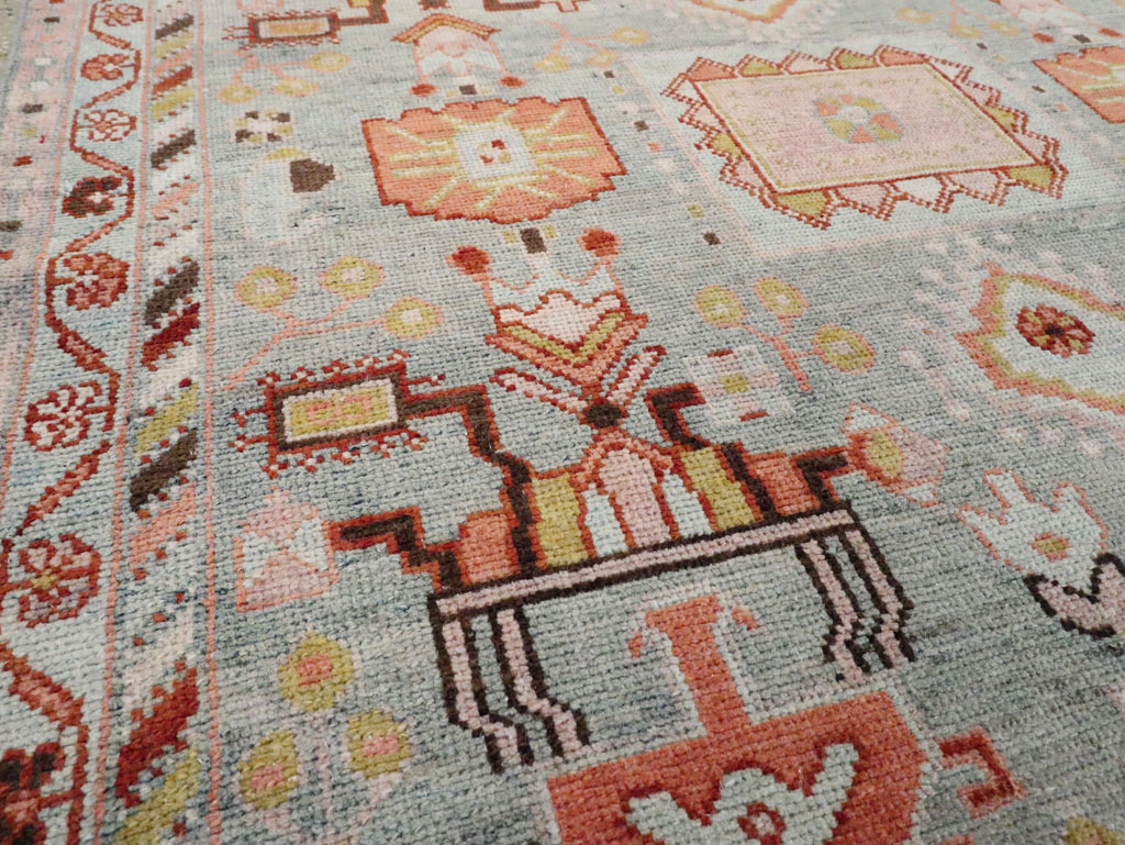 Vintage Persian Malayer Throw Rug, No.28595 - Staging