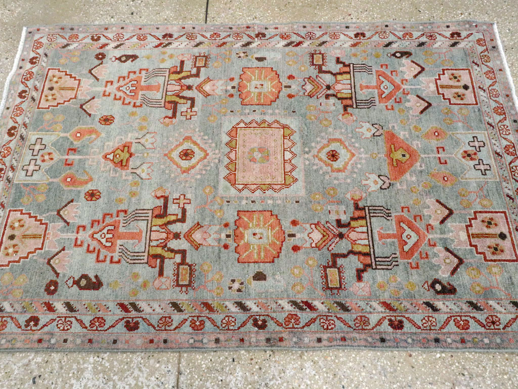 Vintage Persian Malayer Throw Rug, No.28595 - Staging