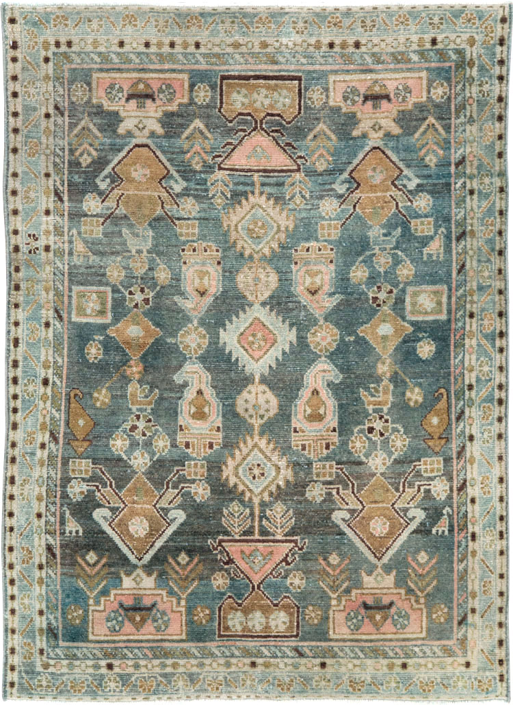 Vintage Persian Malayer Throw Rug, No.28606 - Staging