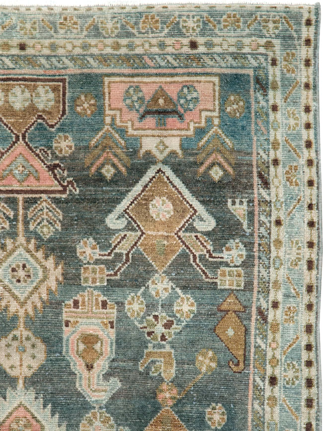 Vintage Persian Malayer Throw Rug, No.28606 - Staging