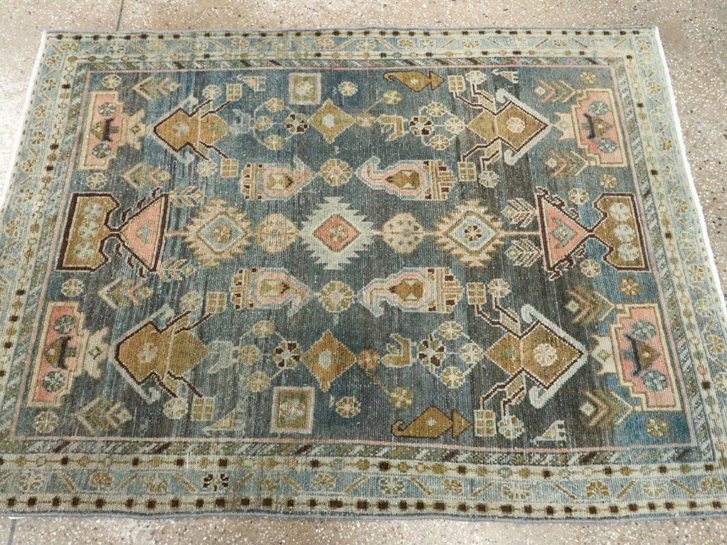 Vintage Persian Malayer Throw Rug, No.28606 - Staging