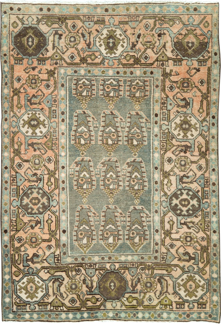Vintage Persian Malayer Throw Rug, No.28638 - Staging