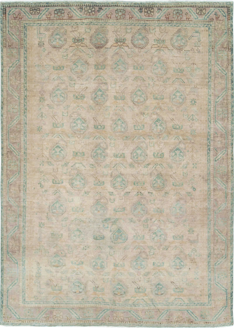 Vintage Persian Afshar Accent Rug, No.28647 - Staging