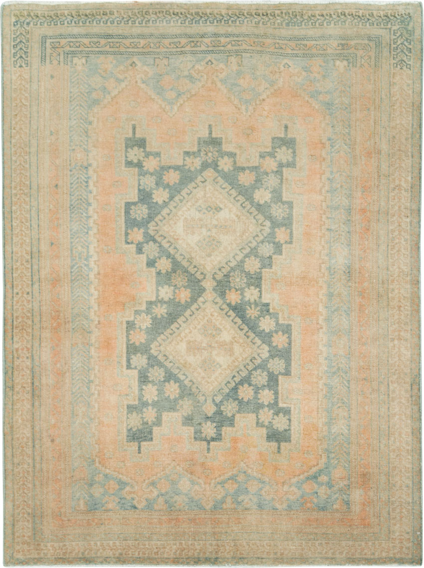 Vintage Persian Afshar Throw Rug, No.28654 - Staging
