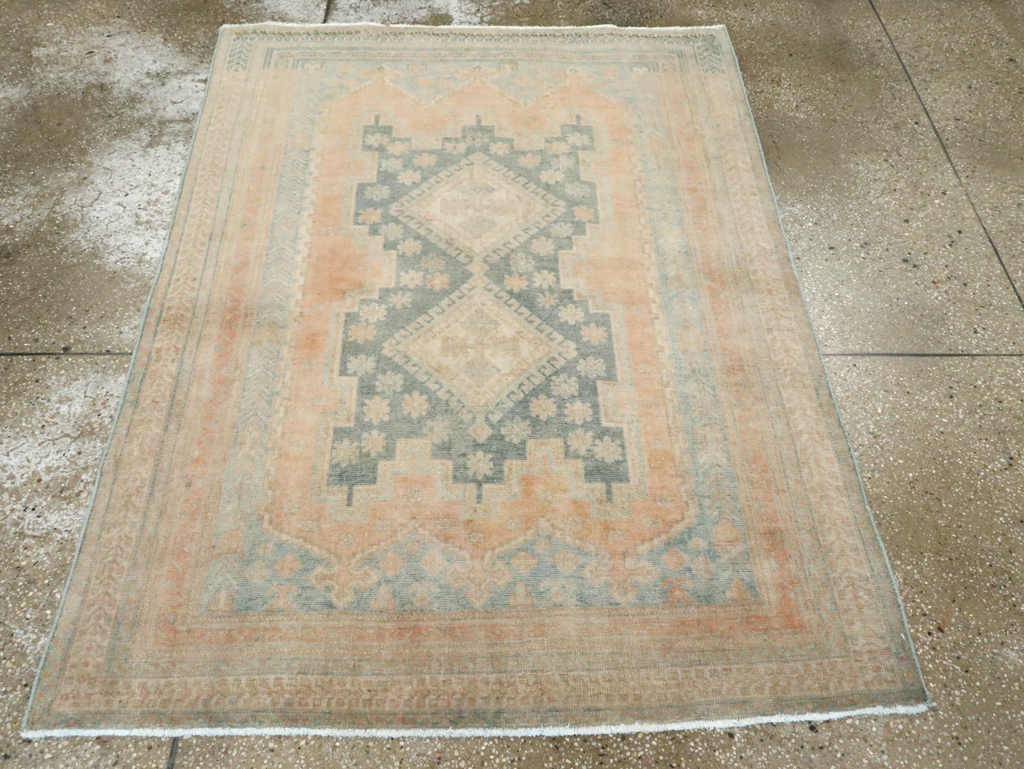 Vintage Persian Afshar Throw Rug, No.28654 - Staging