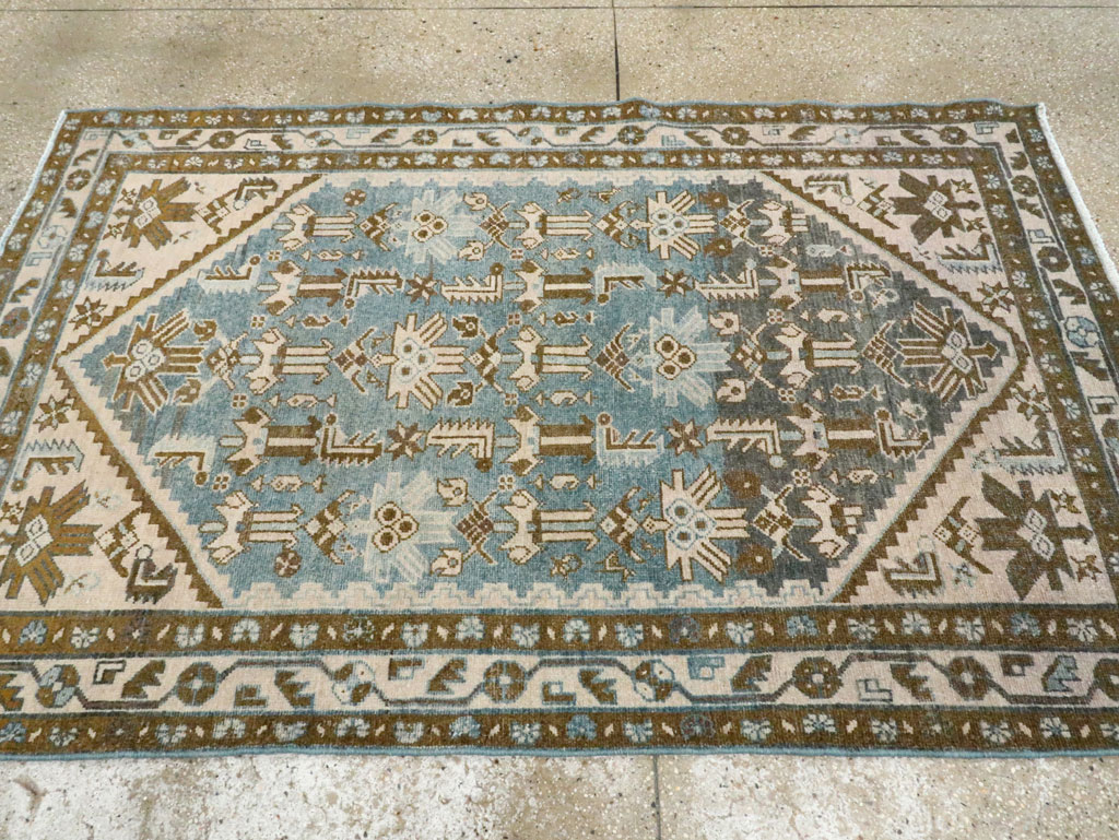 Vintage Persian Malayer Accent Rug, No.28659 - Staging