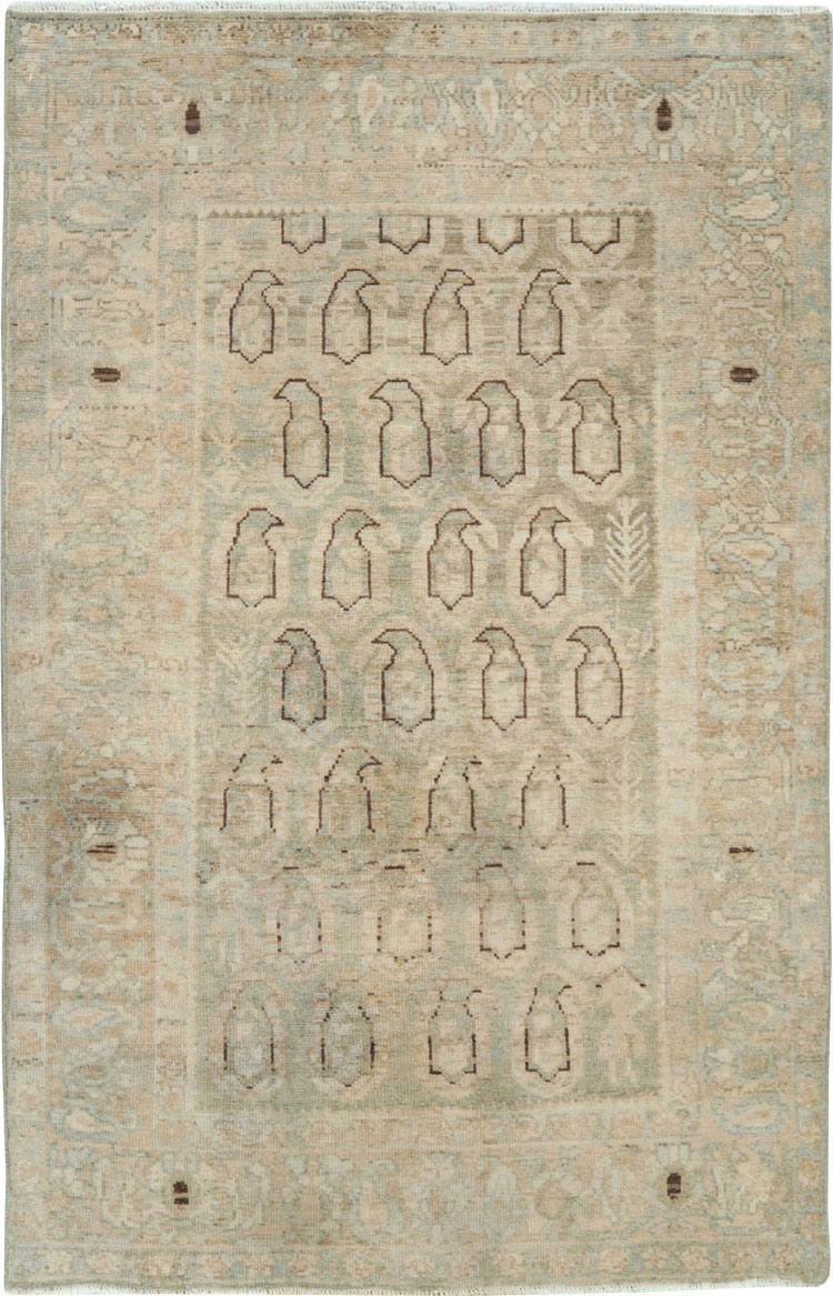 Vintage Persian Malayer Throw Rug, No.28765 - Staging