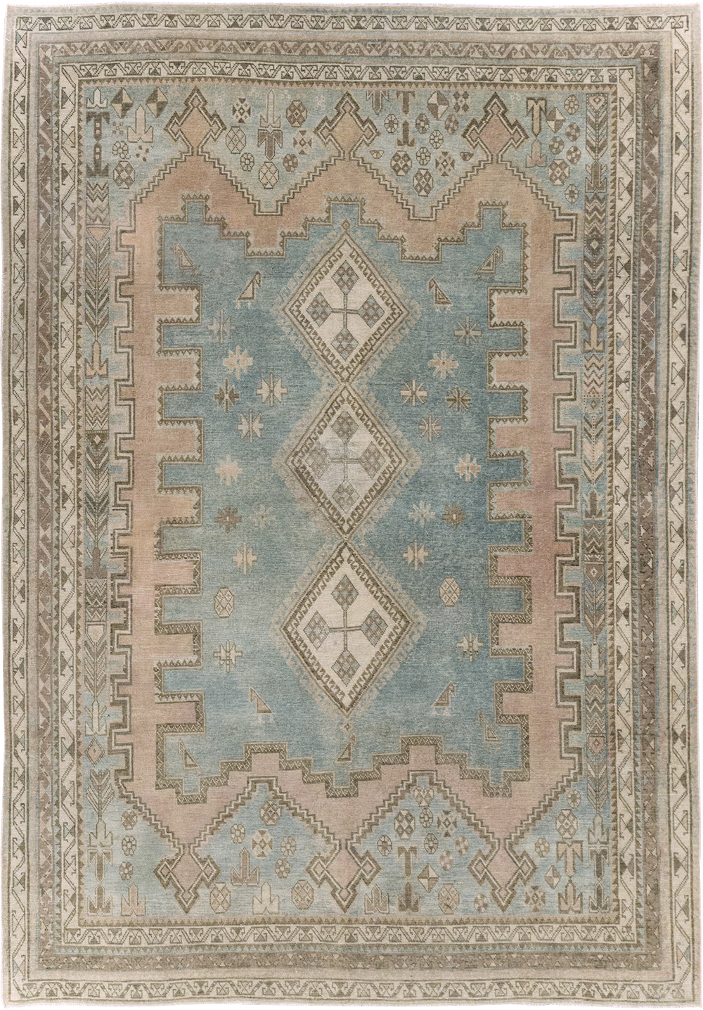 Vintage Persian Afshar Accent Rug, No.28777 - Staging