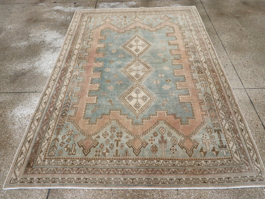 Vintage Persian Afshar Accent Rug, No.28777 - Staging