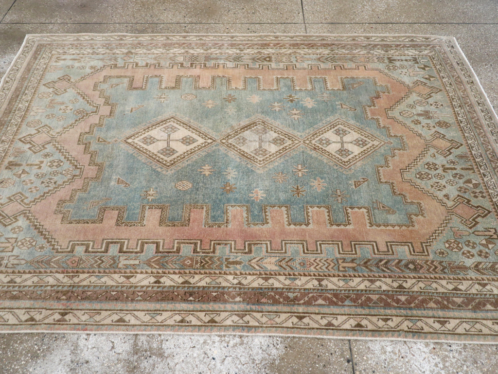 Vintage Persian Afshar Accent Rug, No.28777 - Staging