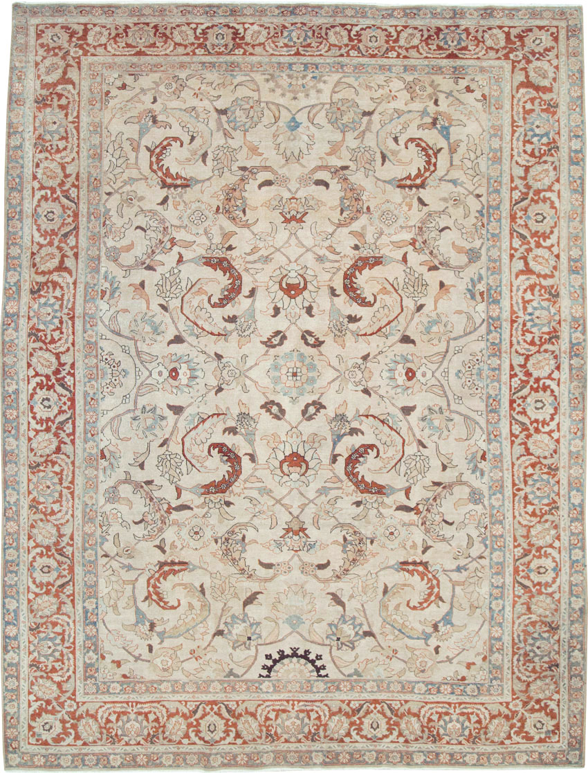 Antique Persian Tabriz Room Size Carpet, No.28783 - Staging