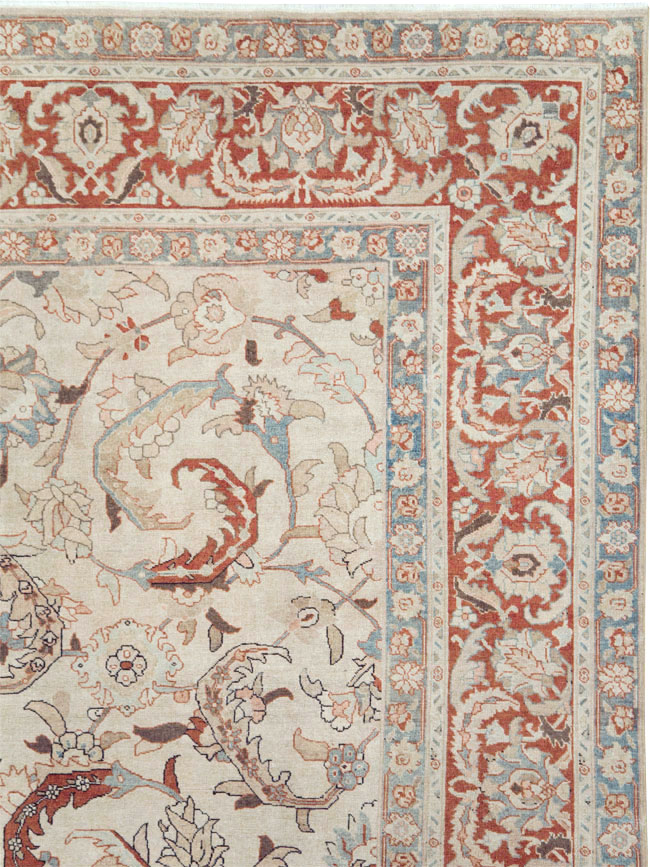 Antique Persian Tabriz Room Size Carpet, No.28783 - Staging