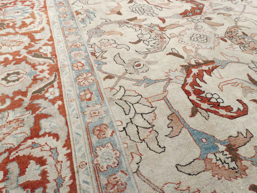 Antique Persian Tabriz Room Size Carpet, No.28783 - Staging