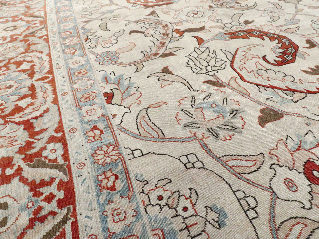Antique Persian Tabriz Room Size Carpet, No.28783 - Staging