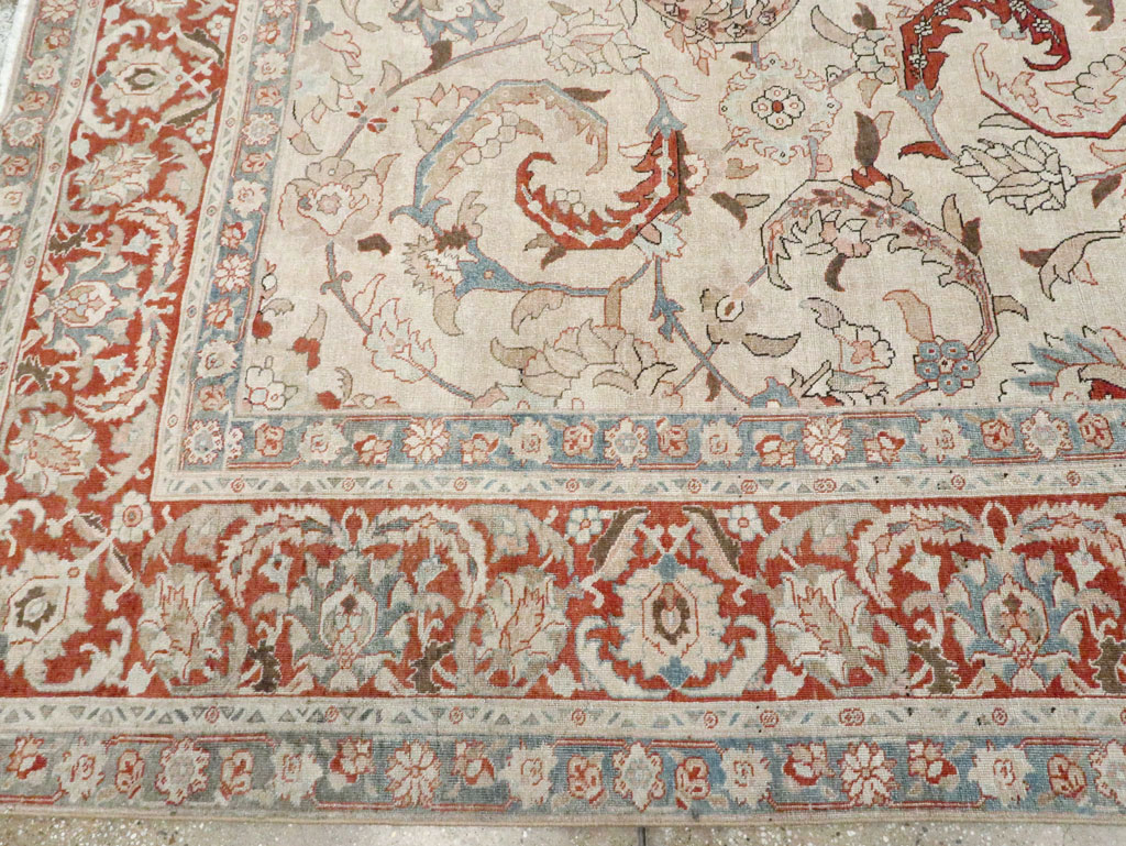 Antique Persian Tabriz Room Size Carpet, No.28783 - Staging