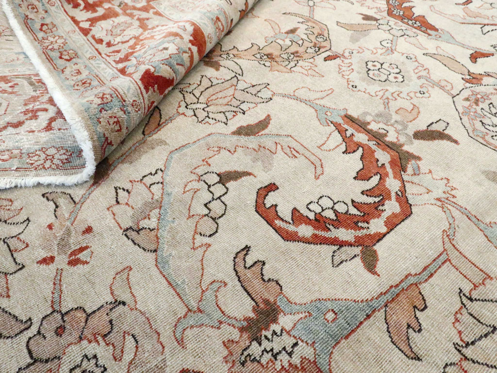 Antique Persian Tabriz Room Size Carpet, No.28783 - Staging