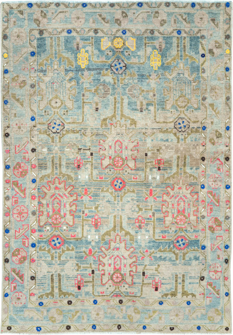 Vintage Persian Malayer Throw Rug, No.28796 - Staging