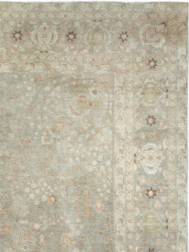 Antique Persian Tabriz Room Size Carpet, No.28822 - Staging