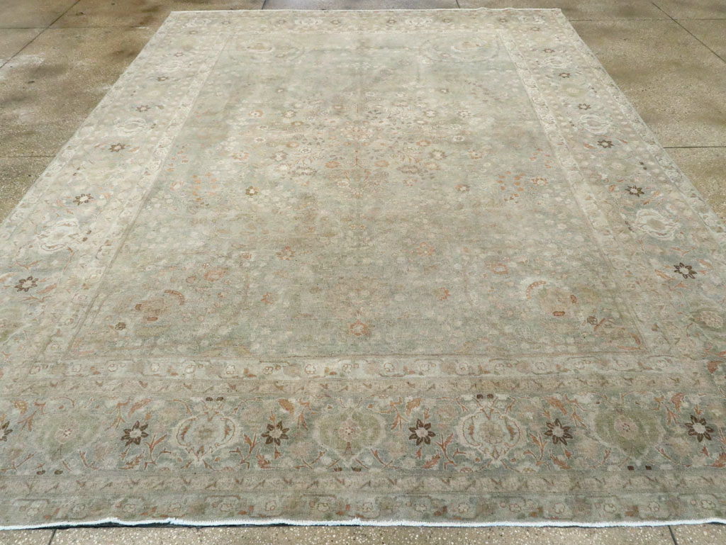 Antique Persian Tabriz Room Size Carpet, No.28822 - Staging