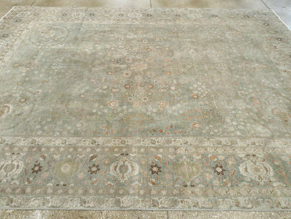 Antique Persian Tabriz Room Size Carpet, No.28822 - Staging