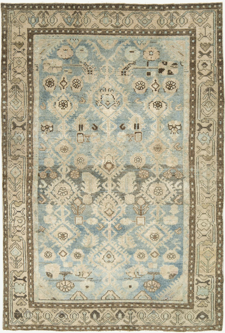 Vintage Persian Malayer Throw Rug, No.28823 - Staging