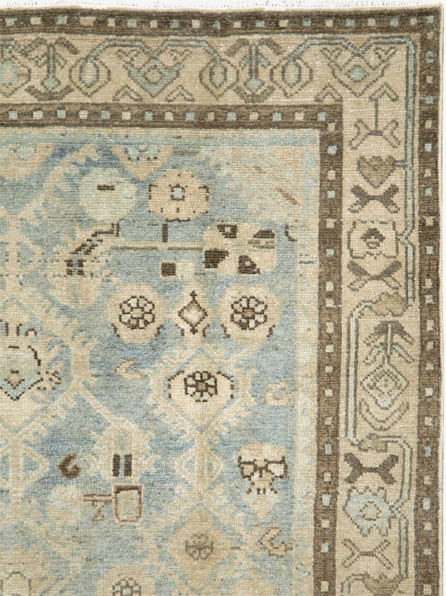 Vintage Persian Malayer Throw Rug, No.28823 - Staging
