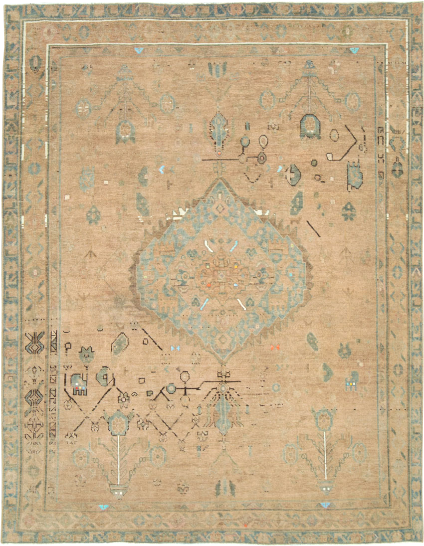 Vintage Persian Afshar Accent Rug, No.28849 - Staging