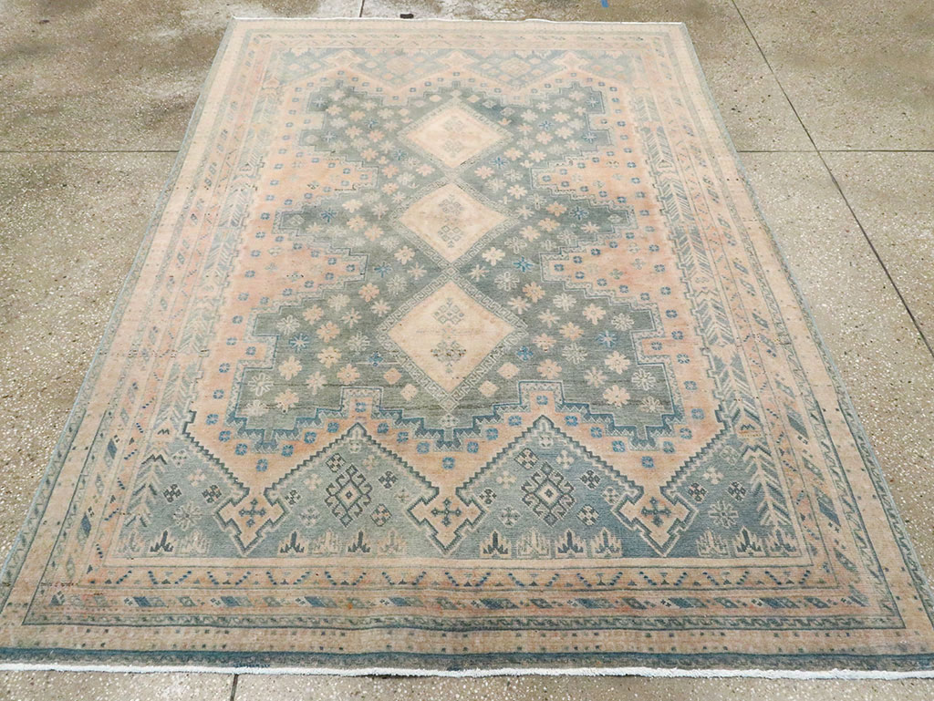 Vintage Persian Afshar Accent Rug, No.28858 - Staging