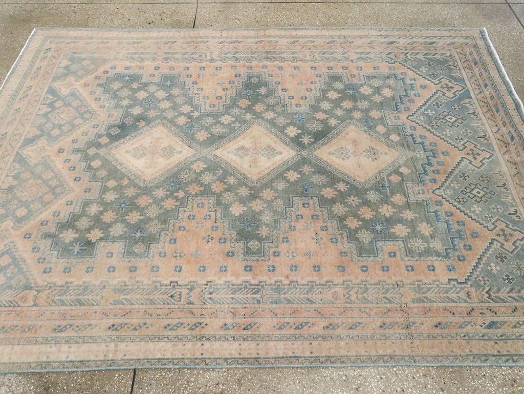 Vintage Persian Afshar Accent Rug, No.28858 - Staging
