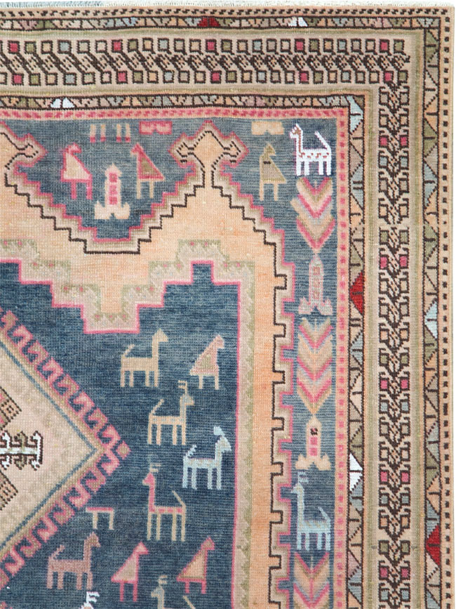 Vintage Persian Afshar Accent Rug, No.28862 - Staging