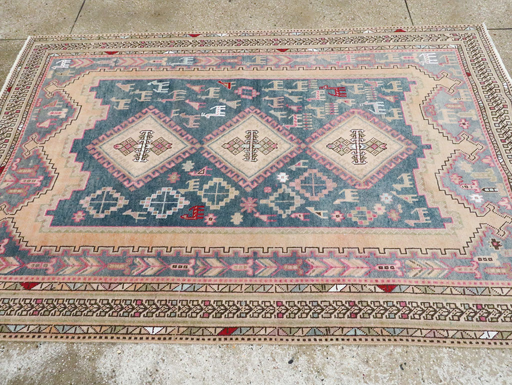 Vintage Persian Afshar Accent Rug, No.28862 - Staging