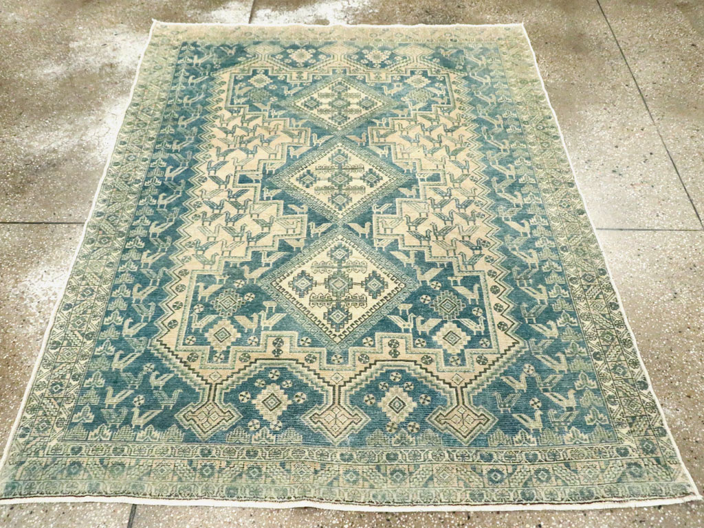 Vintage Persian Afshar Accent Rug, No.28874 - Staging