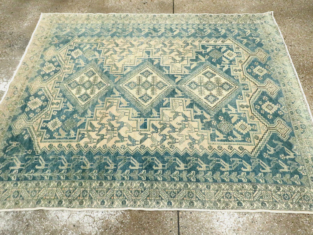 Vintage Persian Afshar Accent Rug, No.28874 - Staging