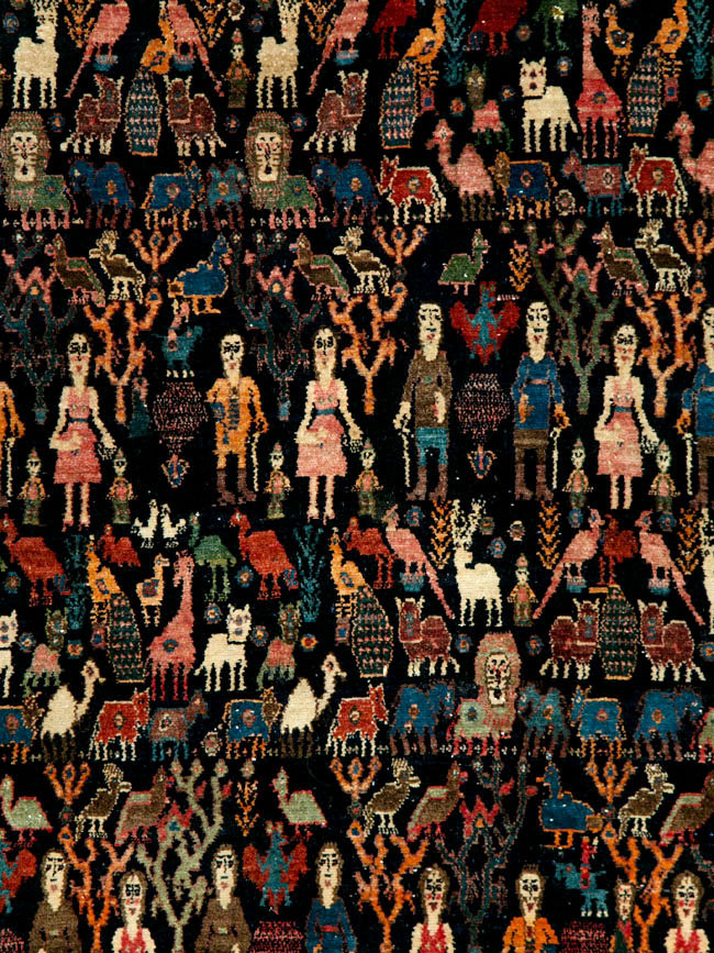 Antique Persian Senneh Malayer Pictorial Rug, No.28880 - Staging