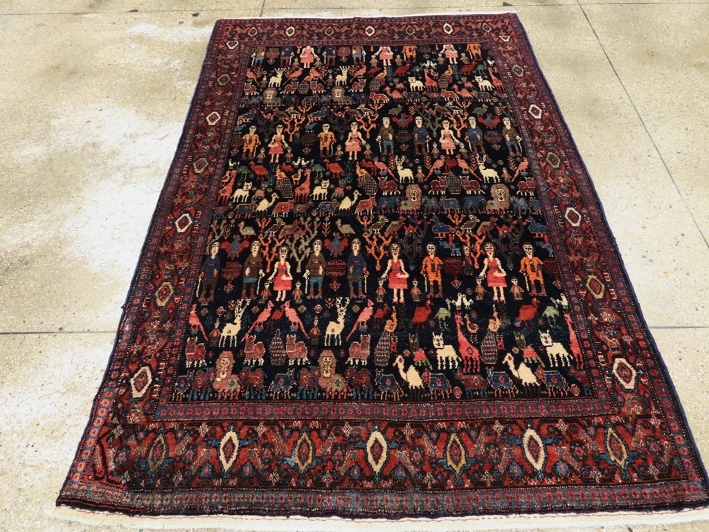 Antique Persian Senneh Malayer Pictorial Rug, No.28880 - Staging