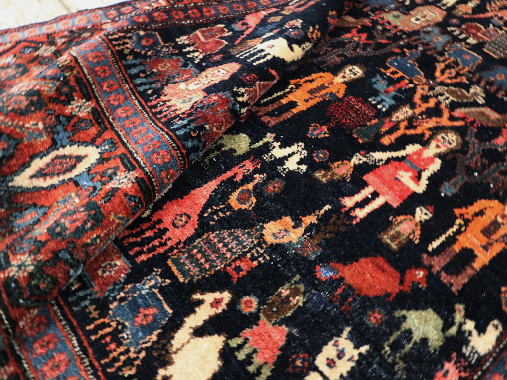 Antique Persian Senneh Malayer Pictorial Rug, No.28880 - Staging