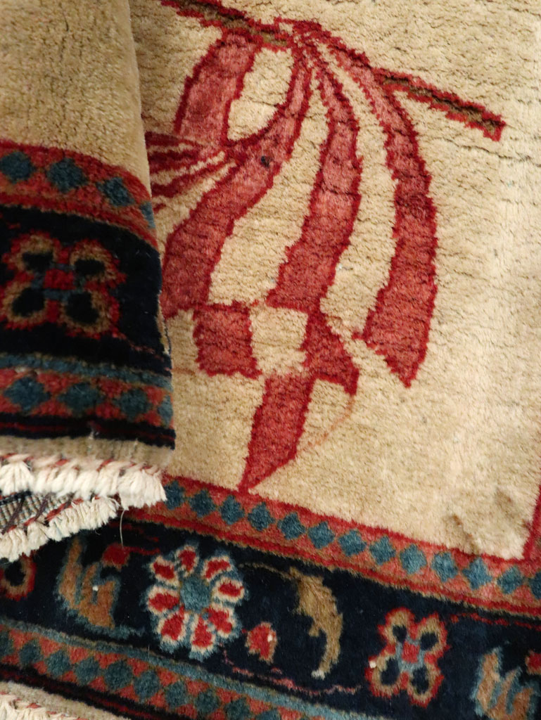 Antique Persian Kashan Flag Pictorial Rug, No.28889 - Staging