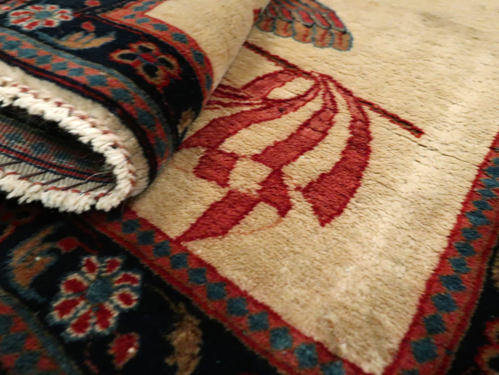 Antique Persian Kashan Flag Pictorial Rug, No.28889 - Staging