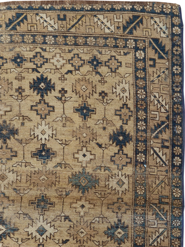 Distressed Antique Caucasian Shirvan Square Accent Rug, No.28894 - Staging