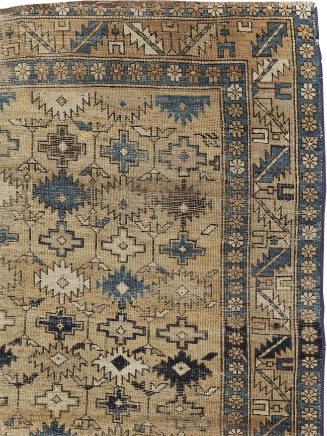 Distressed Antique Caucasian Shirvan Square Accent Rug, No.28894 - Staging