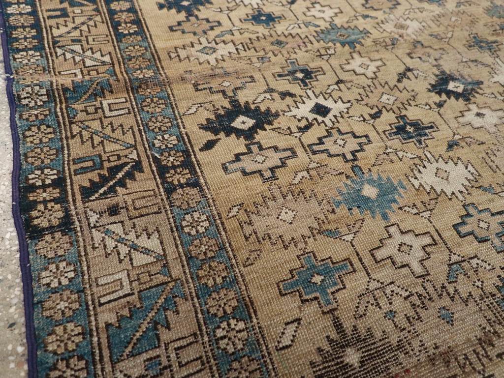 Distressed Antique Caucasian Shirvan Square Accent Rug, No.28894 - Staging