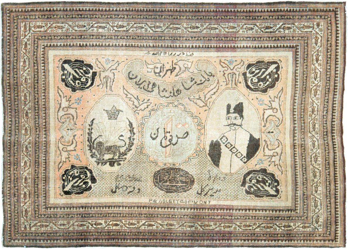 Antique Persian Tabriz Pictorial Rug, No.28901 - Staging