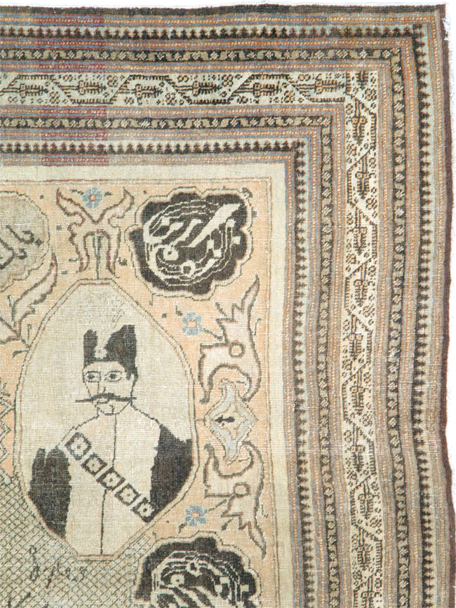 Antique Persian Tabriz Pictorial Rug, No.28901 - Staging