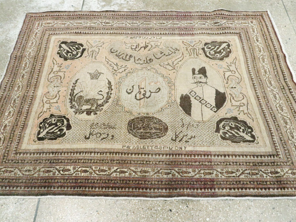 Antique Persian Tabriz Pictorial Rug, No.28901 - Staging