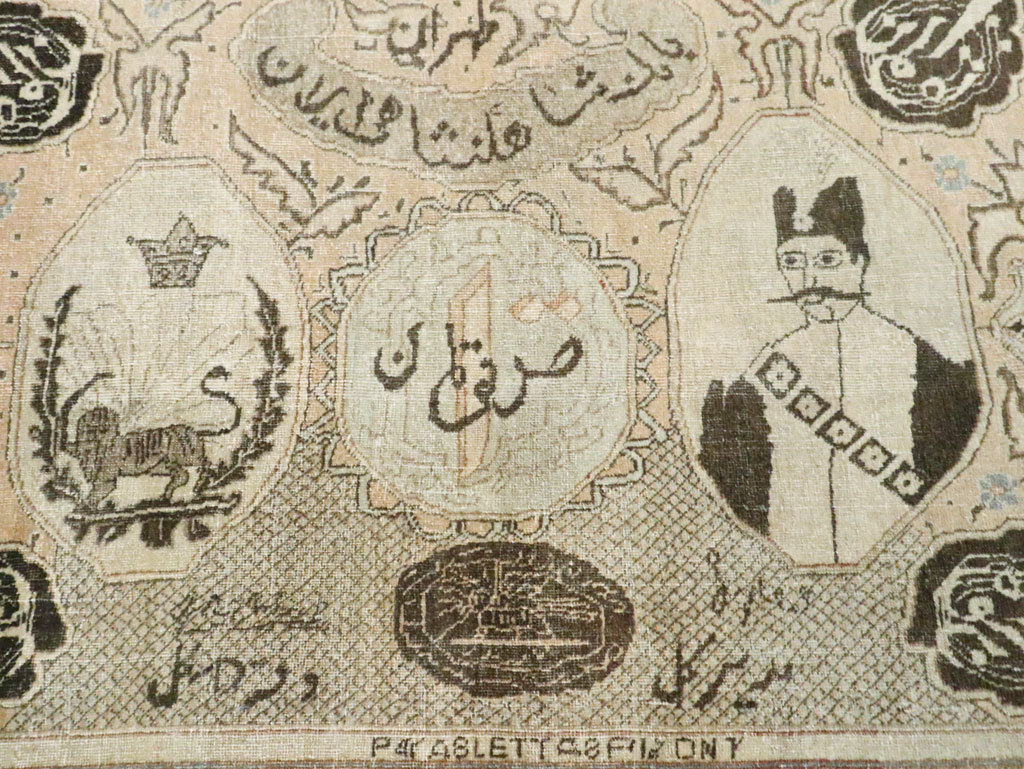 Antique Persian Tabriz Pictorial Rug, No.28901 - Staging