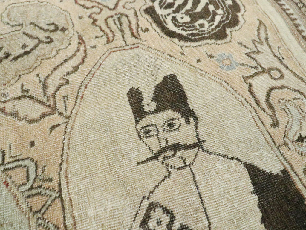 Antique Persian Tabriz Pictorial Rug, No.28901 - Staging