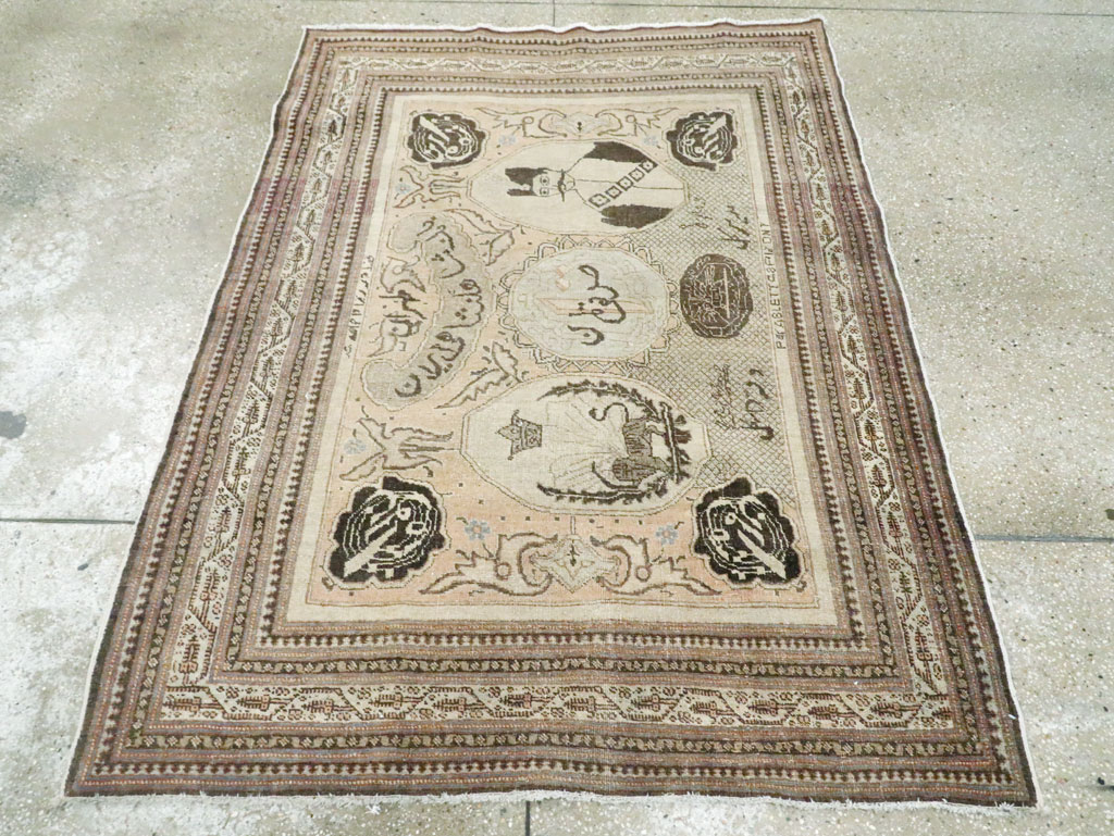Antique Persian Tabriz Pictorial Rug, No.28901 - Staging