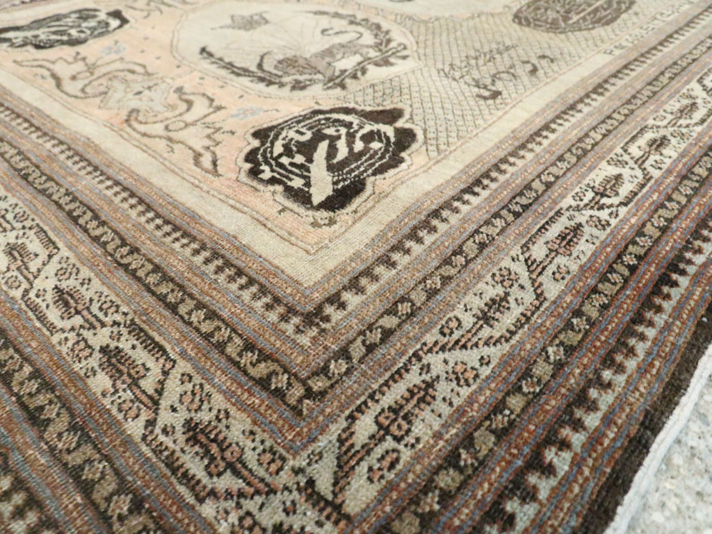 Antique Persian Tabriz Pictorial Rug, No.28901 - Staging